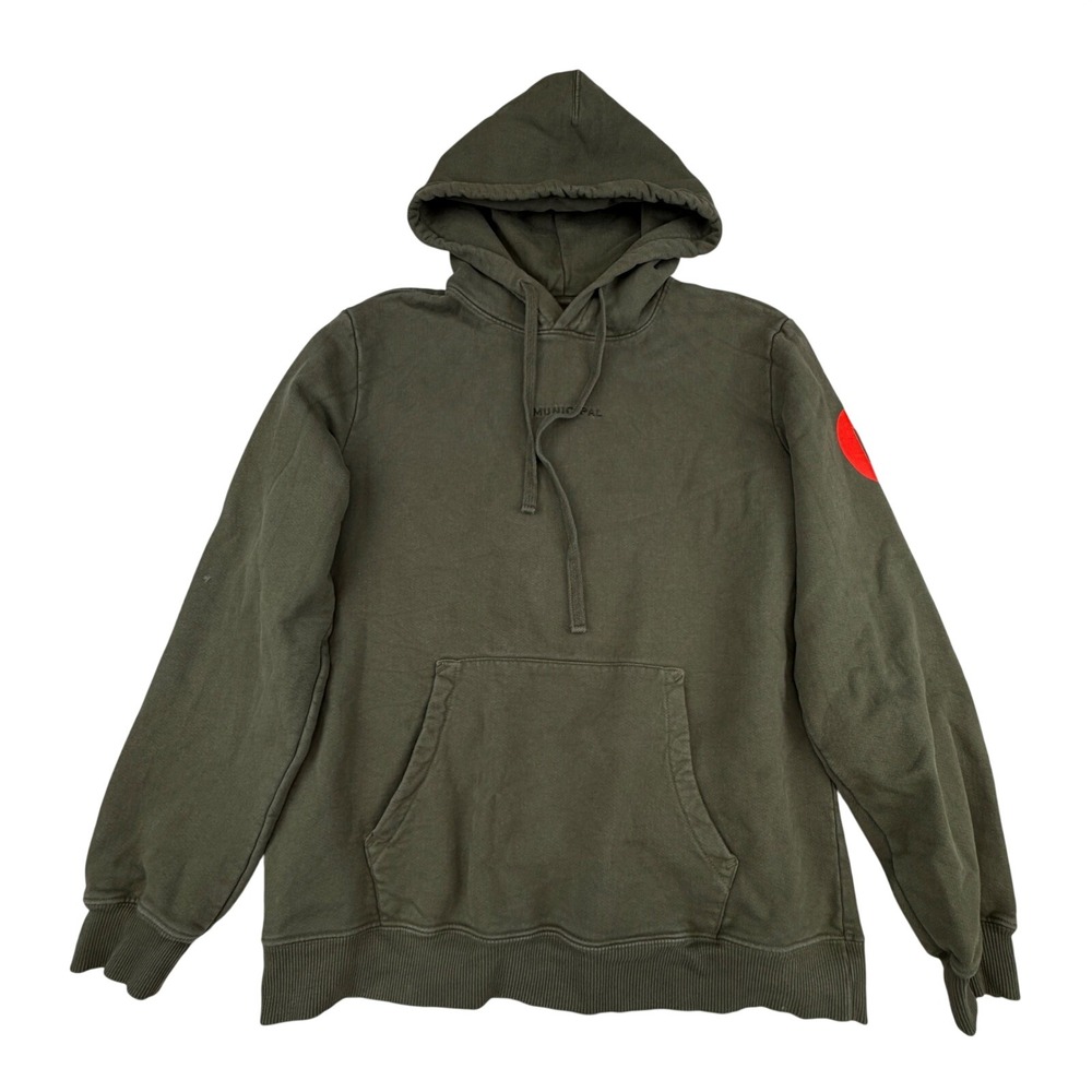 Municipal Sport Utility Gear Hoodie Mens L Olive Green Athletic Fleece Pullover